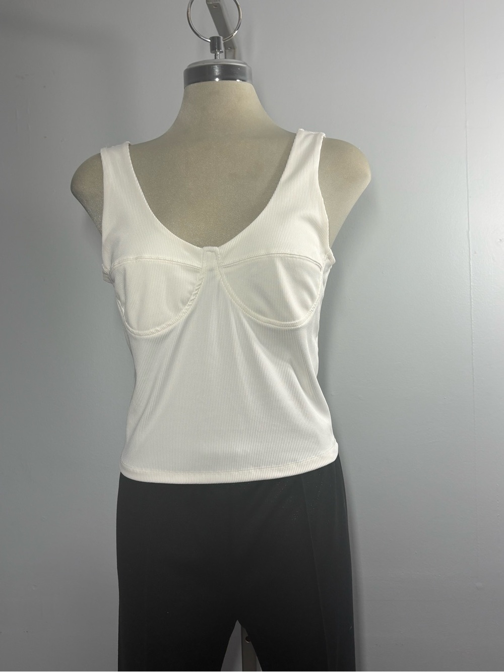 Dynamite White Ribbed Bustier-Style Tank